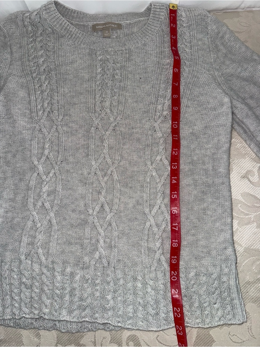 Banana Republic Merino Wool Alpaca Cable Knit Sweater Gray M - Picture 7 of 10